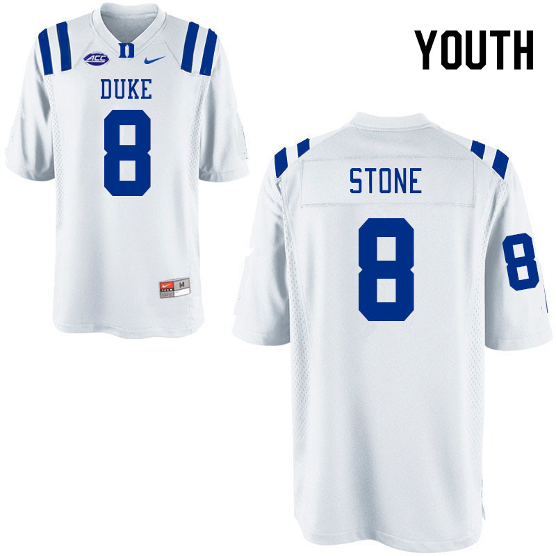 Youth #8 DaShawn Stone Duke Blue Devils College Football Jerseys Stitched-White